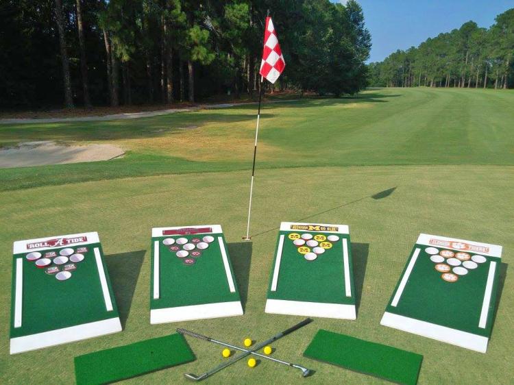 Beer Pong Golf - Chip Golf Balls Onto Cornhole Board
