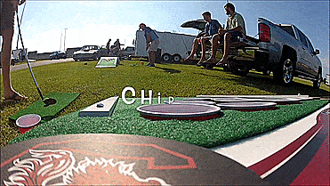 Beer Pong Golf - Chip Golf Balls Onto Cornhole Board