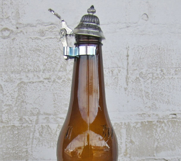 Mini Pewter Stein Beer Bottle Attachment