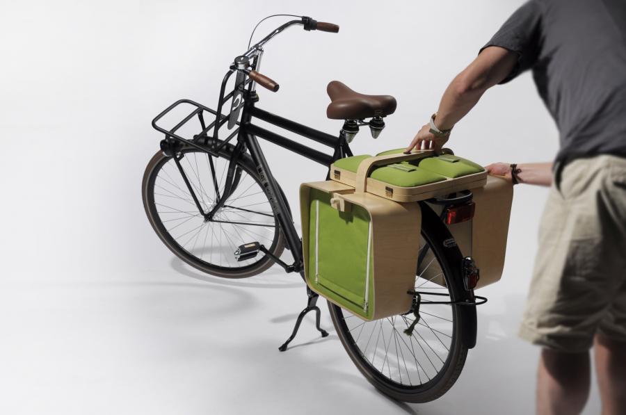 Bicycle Mounted Picnic Basket That Transforms Into a Picnic Table With Chairs
