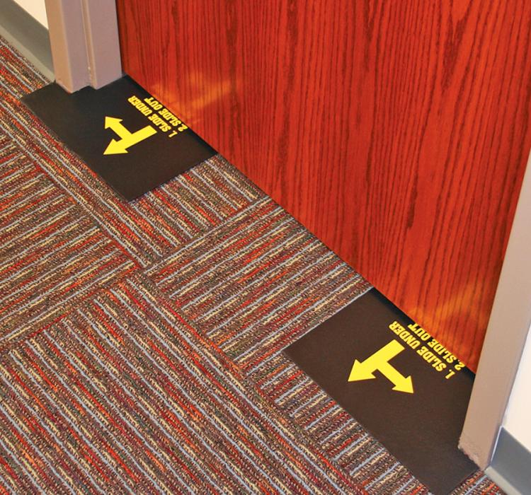 Bilco Intruder Defense System Locks Commercial Doors In Emergencies - School Door Emergency Lock