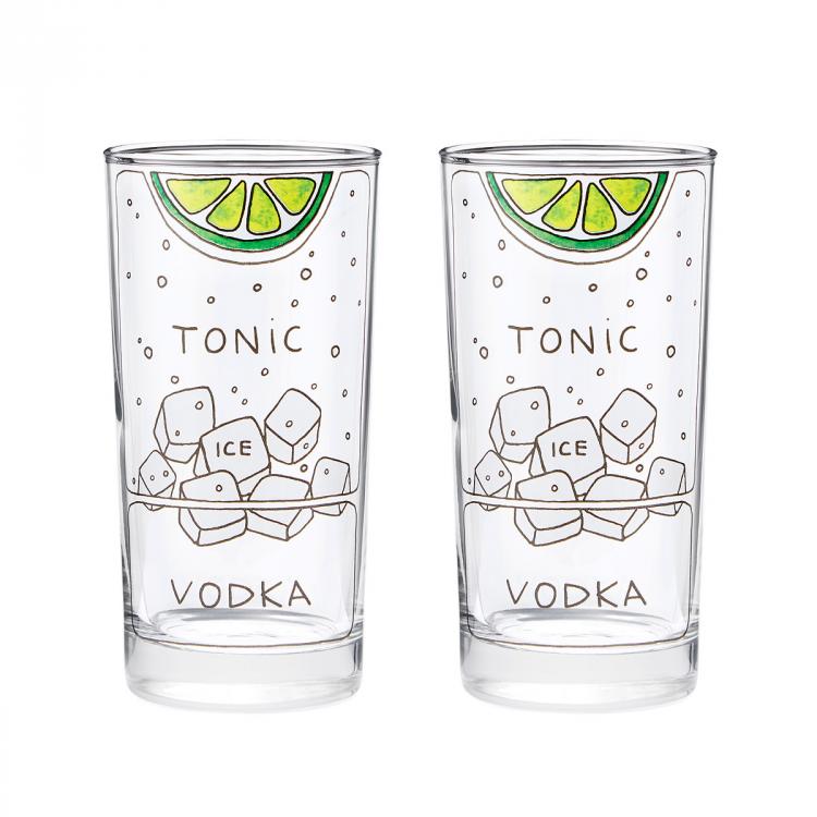 Bloody Mary Diagram Glassware - Set Of 2 - Bloody Mary Glasses, Cocktail/Bar Glasses, Unique Cocktail Glasses