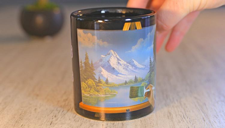 Bob Ross Heat Changing Mug - Makes Bob Ross Painting Appear with hot liquid