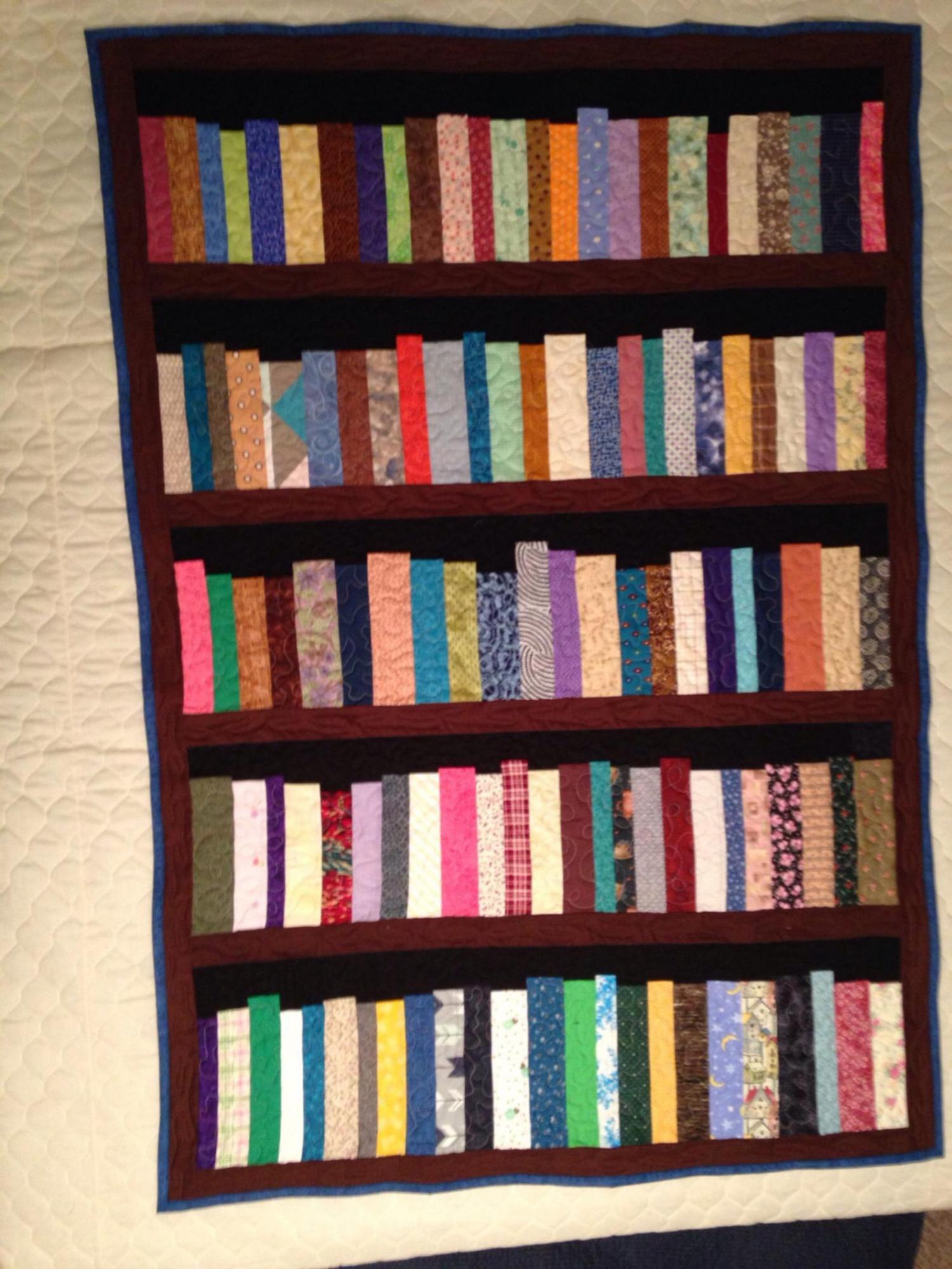 Custom Bookcase Quilt Customized With Your Favorite Books, Hobbies, and Family Photos