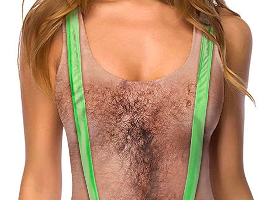 Borat One Piece Swimsuit With Hairy Chest