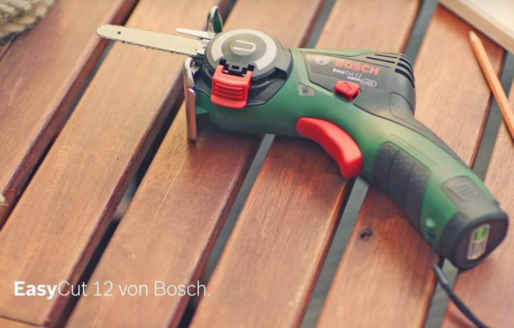 Bosch EasyCut NanoBlade Mini Chainsaw - Tiny chainsaw blade on handheld power tool