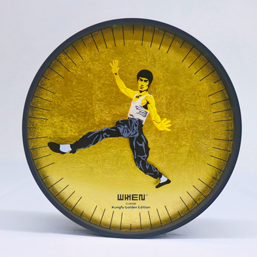 Bruce Lee Kicking Wall Clock - Funny kung fuck analog clock