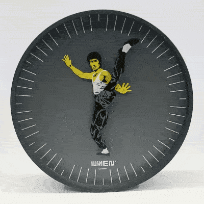 Bruce Lee Kicking Wall Clock - Funny kung fuck analog clock