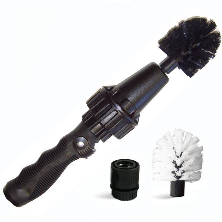 Water-powered cleaning brush with rotating head (Brush Hero Wheel brush +  extra brush) 