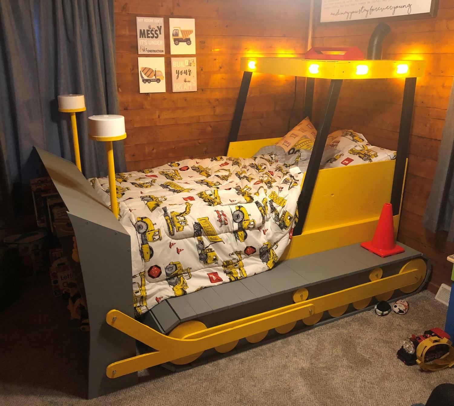 Bulldozer Kids Bed - DIY Tractor kids bed