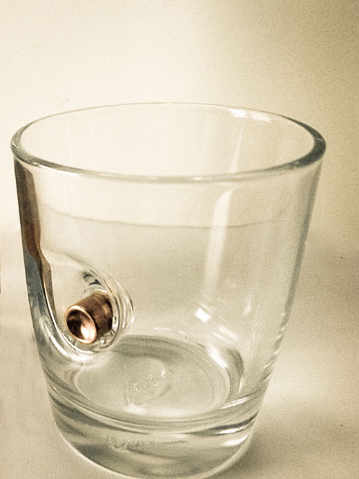 Benshot bulletproof tumbler/old fashion glass - real bullet inside glass