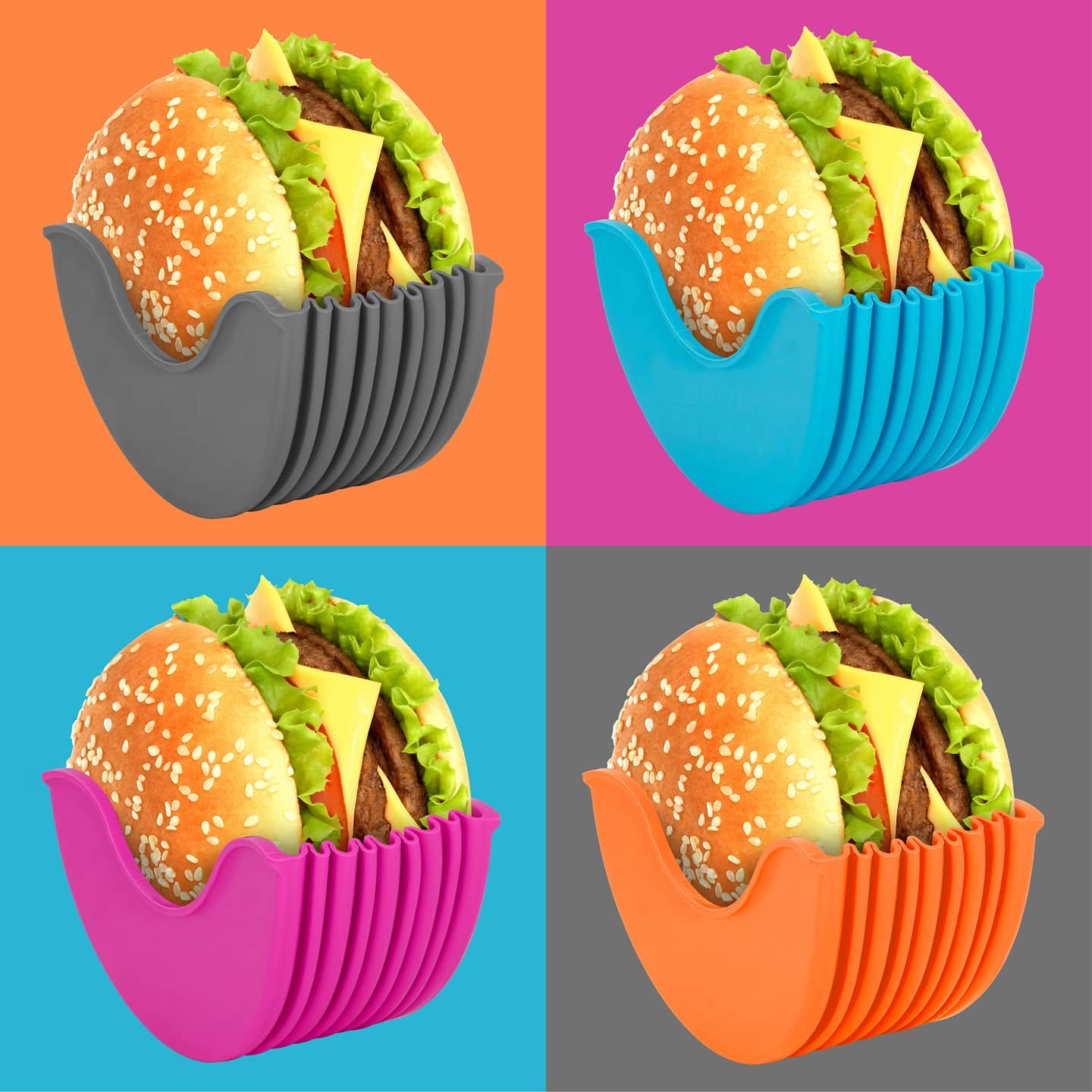 Burger Buddy Hamburger Holder - Silicone burger holder prevents juices and sauces from spilling