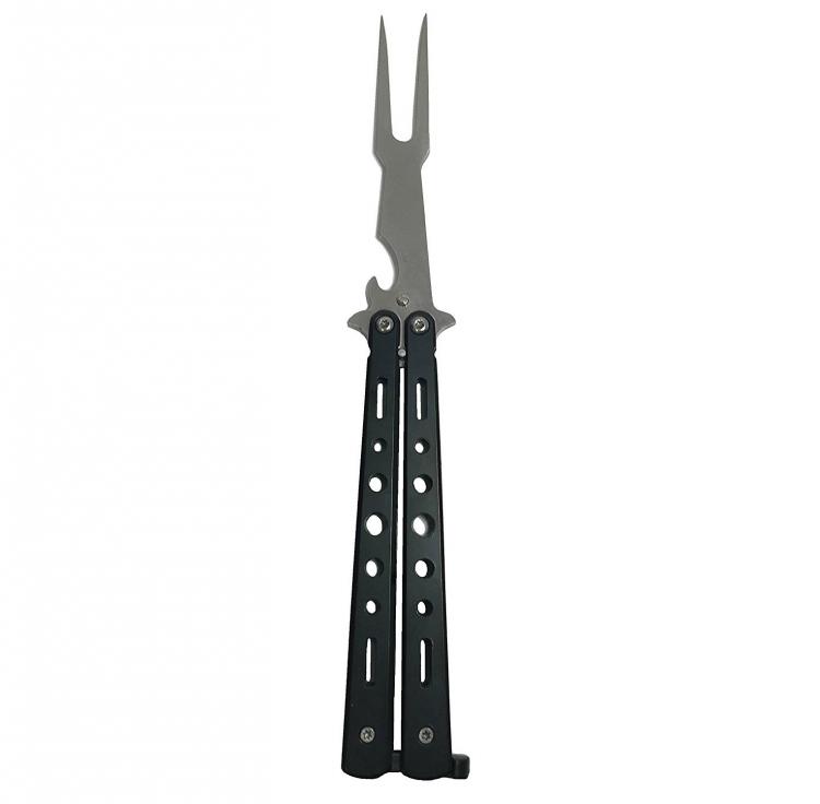 Tactical Butterfly BBQ Fork - Butterfly Knife BBQ Fork Tool With Bottle Opener