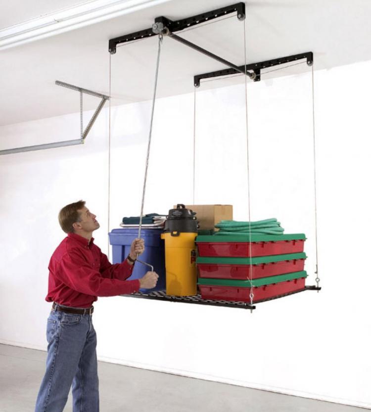 Pulley System Storage Rack For Your Garage, Diy Overhead Garage Storage Pulley System