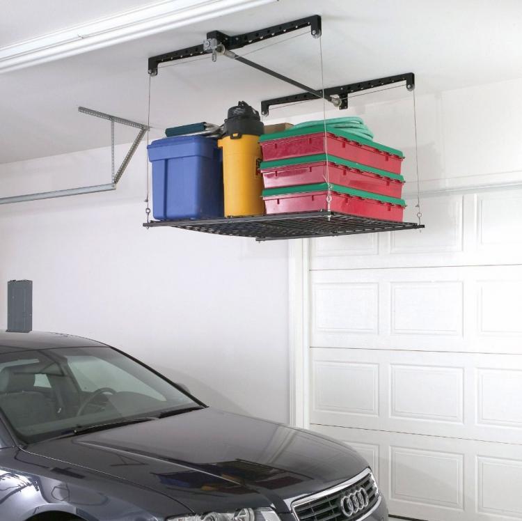 Racor Cable Lifted Pulley System Garage Storage Rack
