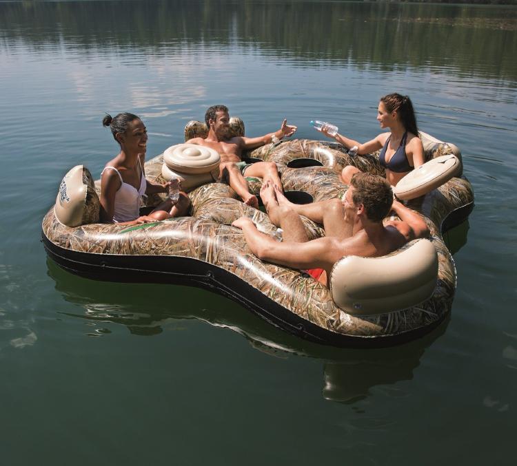 Camouflage Inflatable 4-person lake float - Camouflage river float