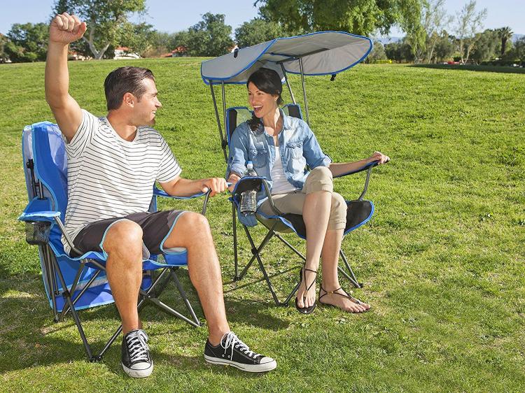 Canopy Chair Lawn Chair With A Sun Guard - Kelsyus pull-up canopy chair