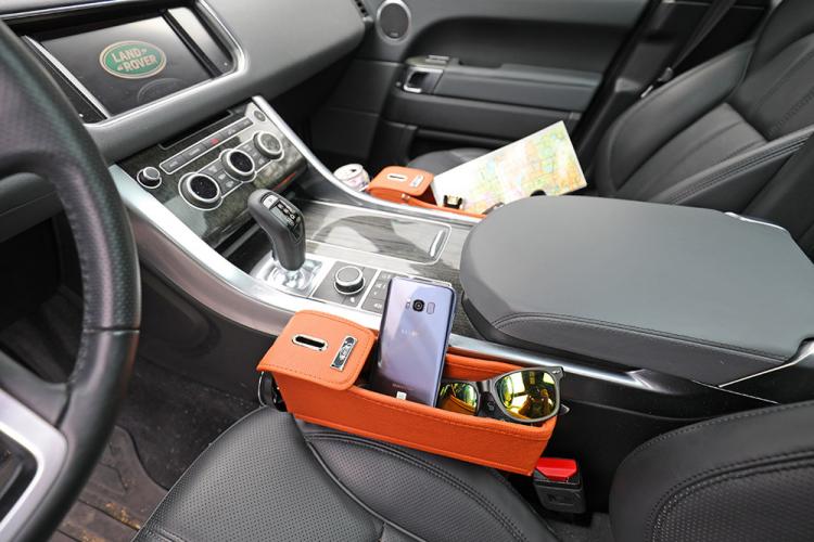 Car Seat Storage Pockets - Pocket between car seat and center console to store items, drinks, and coins