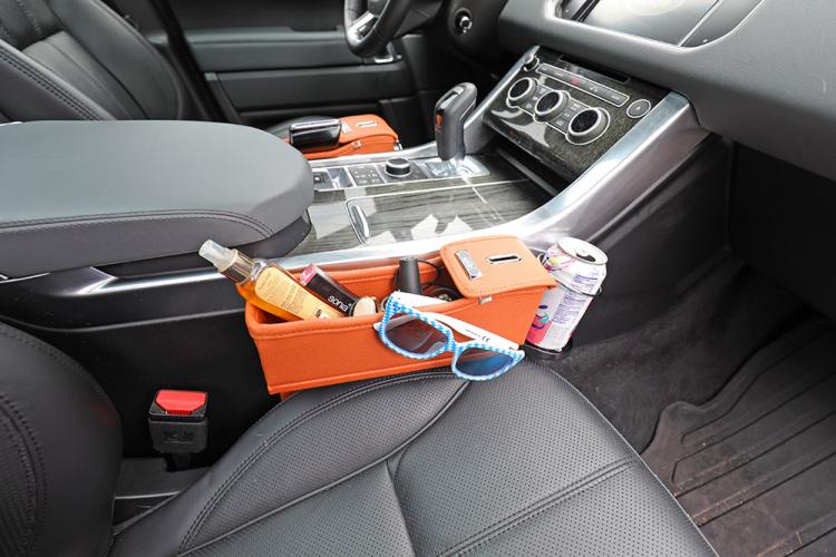 Car Seat Storage Pockets - Pocket between car seat and center console to store items, drinks, and coins