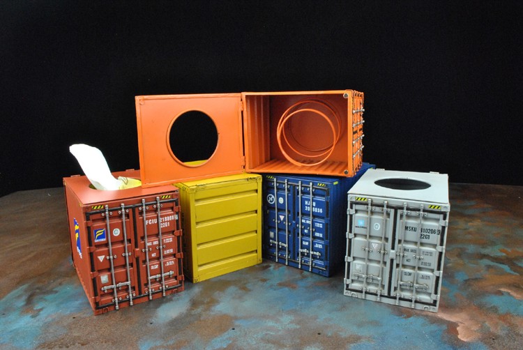 Shipping Container Tissue Box Holder - Mini Cargo Container Kleenex Box Holder