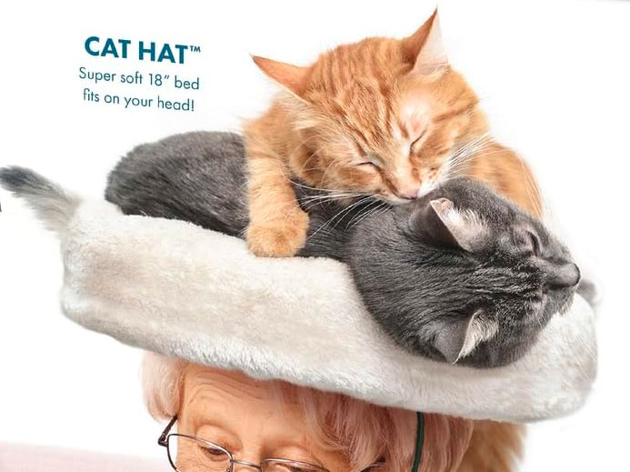 Cat Bed Hat - Wearable cat tree hat