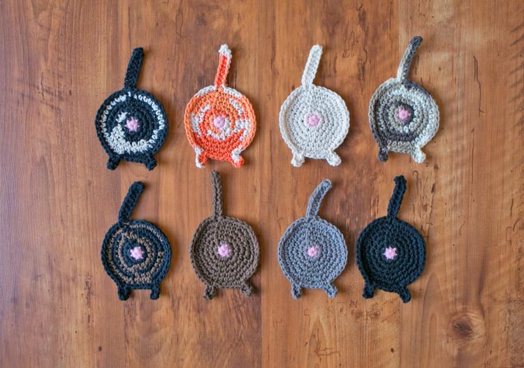 Cat Butt Crochet Knit Coasters