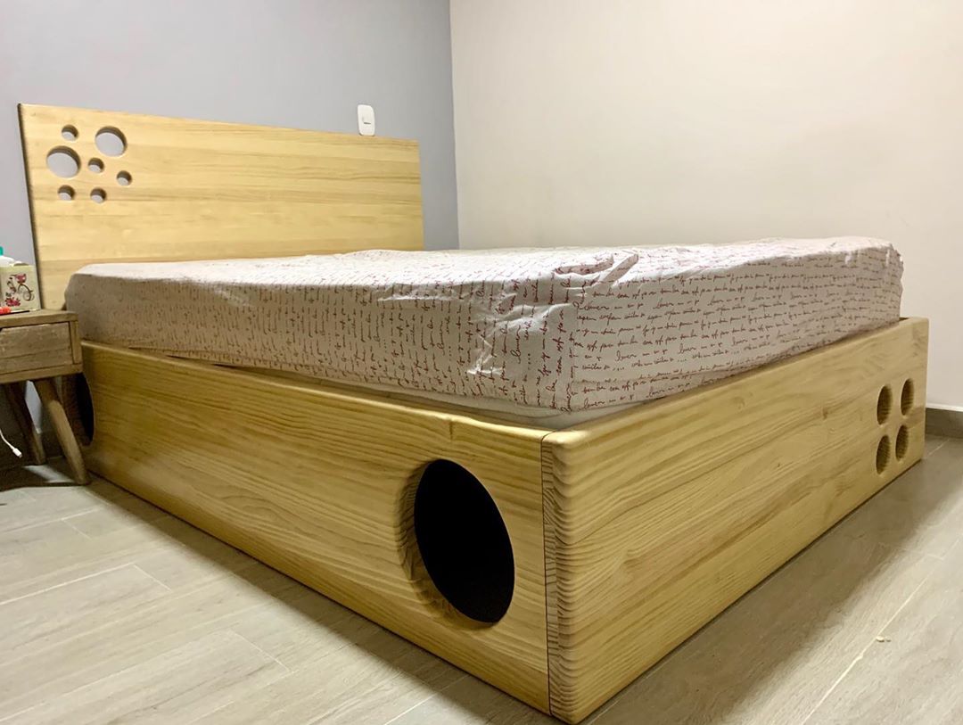 Cat Maze Bed Frame - Wooden cat labyrinth bed frame