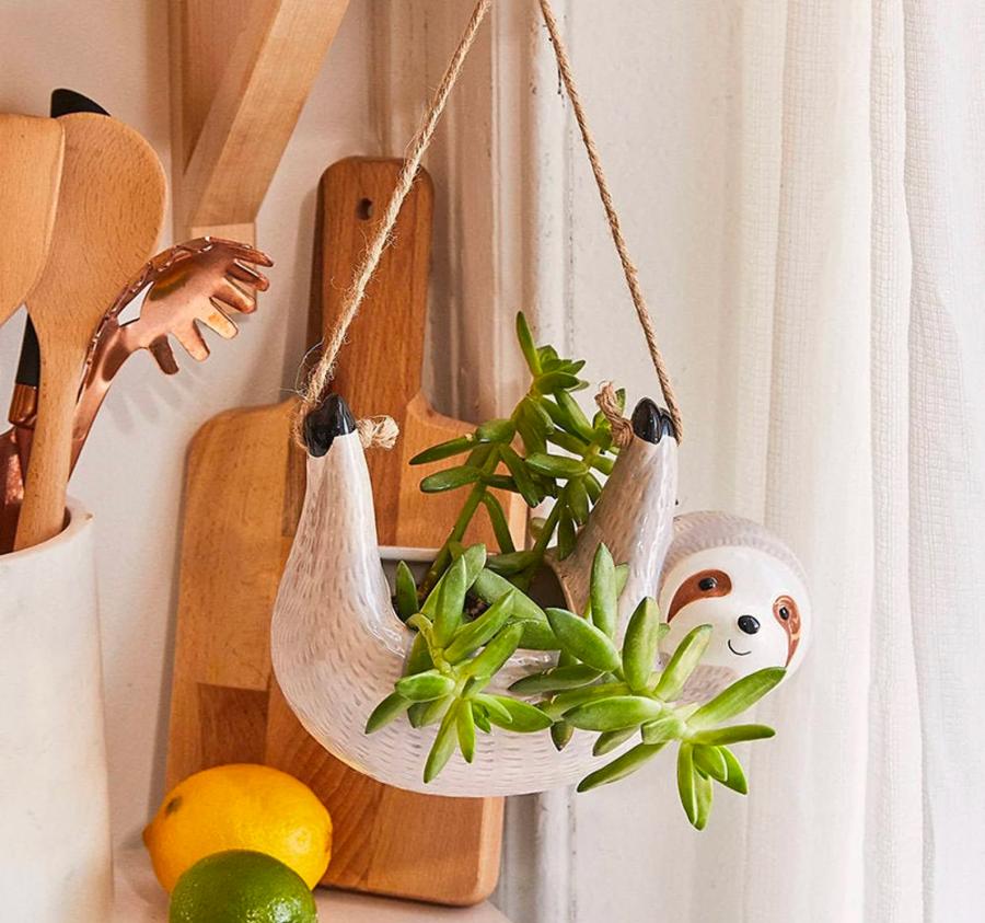 hanging sloth planter