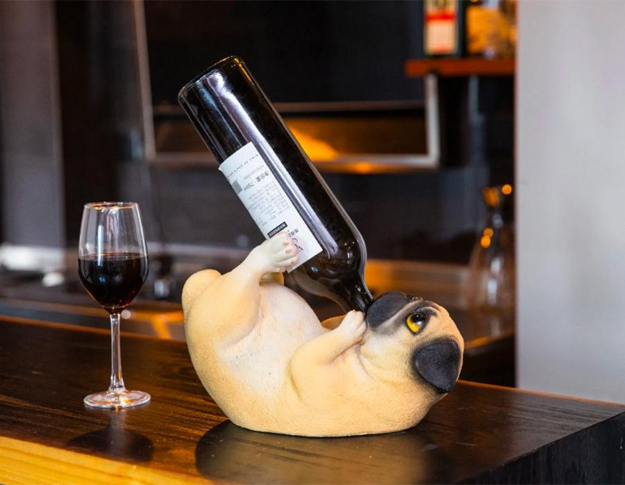 wine drinking pug