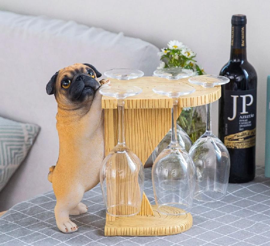 pug wine glass rack