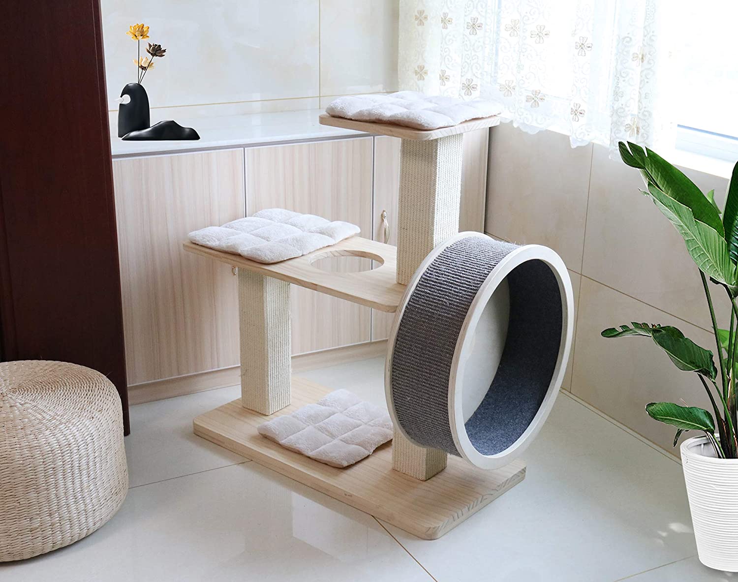 Cat Tower With Running Wheel - Cat tree with hamster wheel