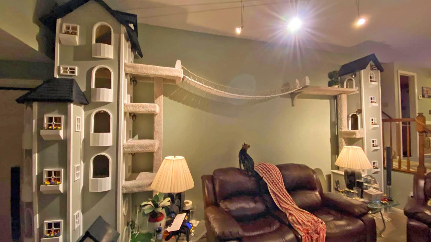 Incredible Cat Towers With Connecting Bridge - The Ultimate Cat Playhouse Detailed Cat Towers