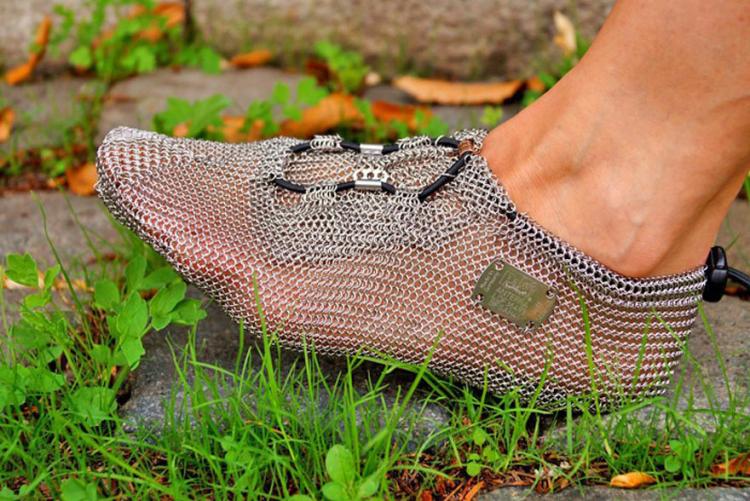 Chainmail Shoes - Chain link shoes - Paleos Metal barefoot hiking shoes 