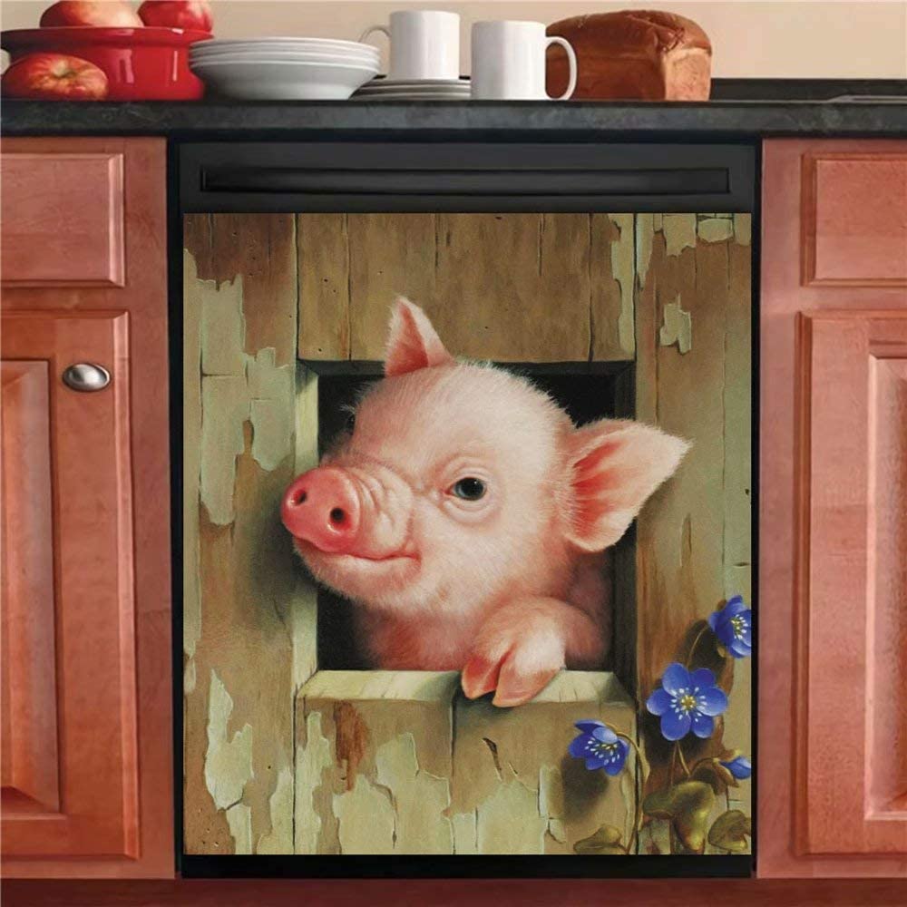 Pigs On Farm Dishwasher Cover - Funny Pig Dishwasher cover