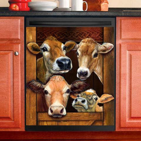 Cows on Farm Dishwasher Cover - Funny Cows Dishwasher cover
