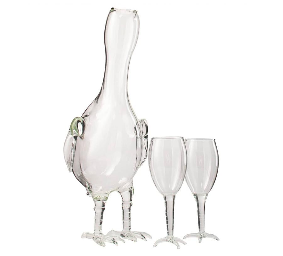 Chicken decanter with chicken legs and chicken glasses