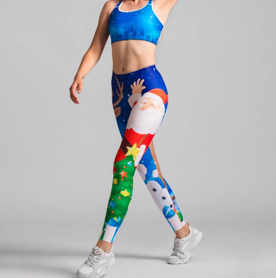 Yoga Leggings - Sketched Olaf Christmas - Rainbow Rules