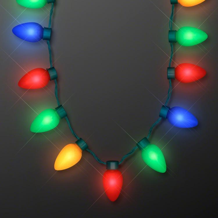 Christmas Light Bulbs Necklace - Blinking Christmas Bulb Necklace