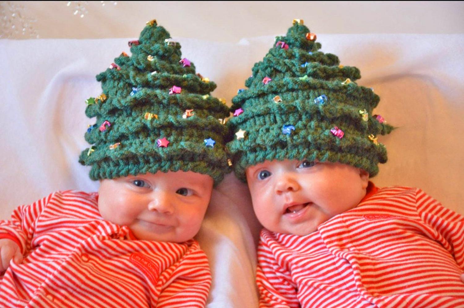 Christmas Tree Hats For Newborns and Toddlers - Crochet Christmas Tree Plans Pattern
