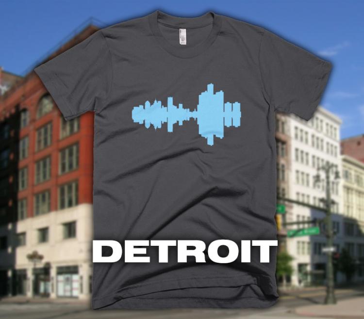 City Skyline Audio Wave T-Shirts - Detroit