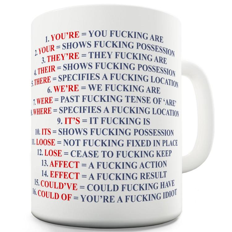 Fucking Swearing Grammar Coffee Mug
