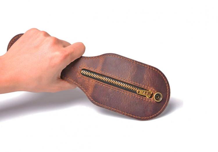 Leather Coin Purse Self-Defense Weapon - Belt loop coin purse smashing weapon