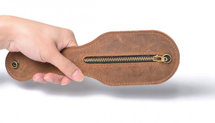 leather coin purse with zipper