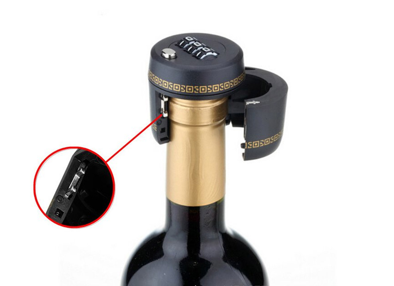 Bottle Stopper Wine Liquor Bottle Lock Combination Lock For Wine Keeps Fresh 