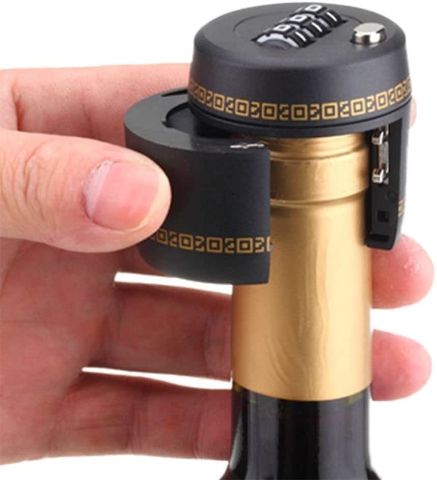 Stainless Steel and Black Combo Liquor/Wine Bottle Lock/Sealer