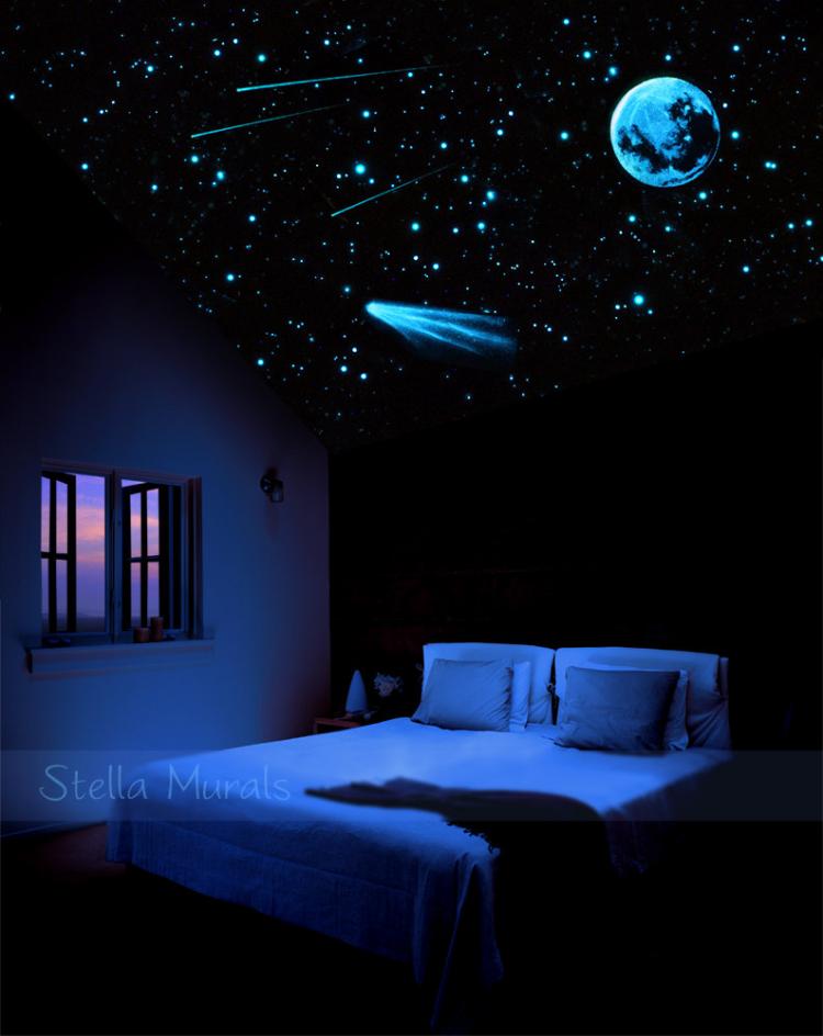 Comet And Stars Glow In The Dark Ceiling Mural