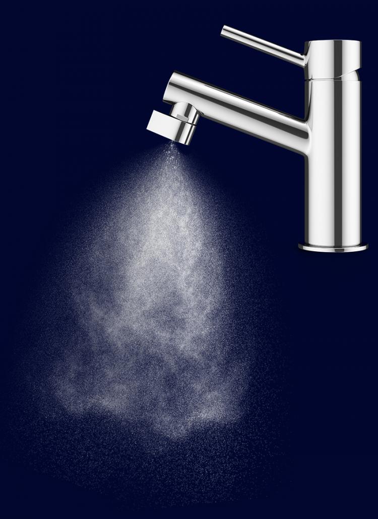 Altered Nozzle Kitchen Faucet Conserves 98% of Water Used - Water conserving misting faucet nozzle
