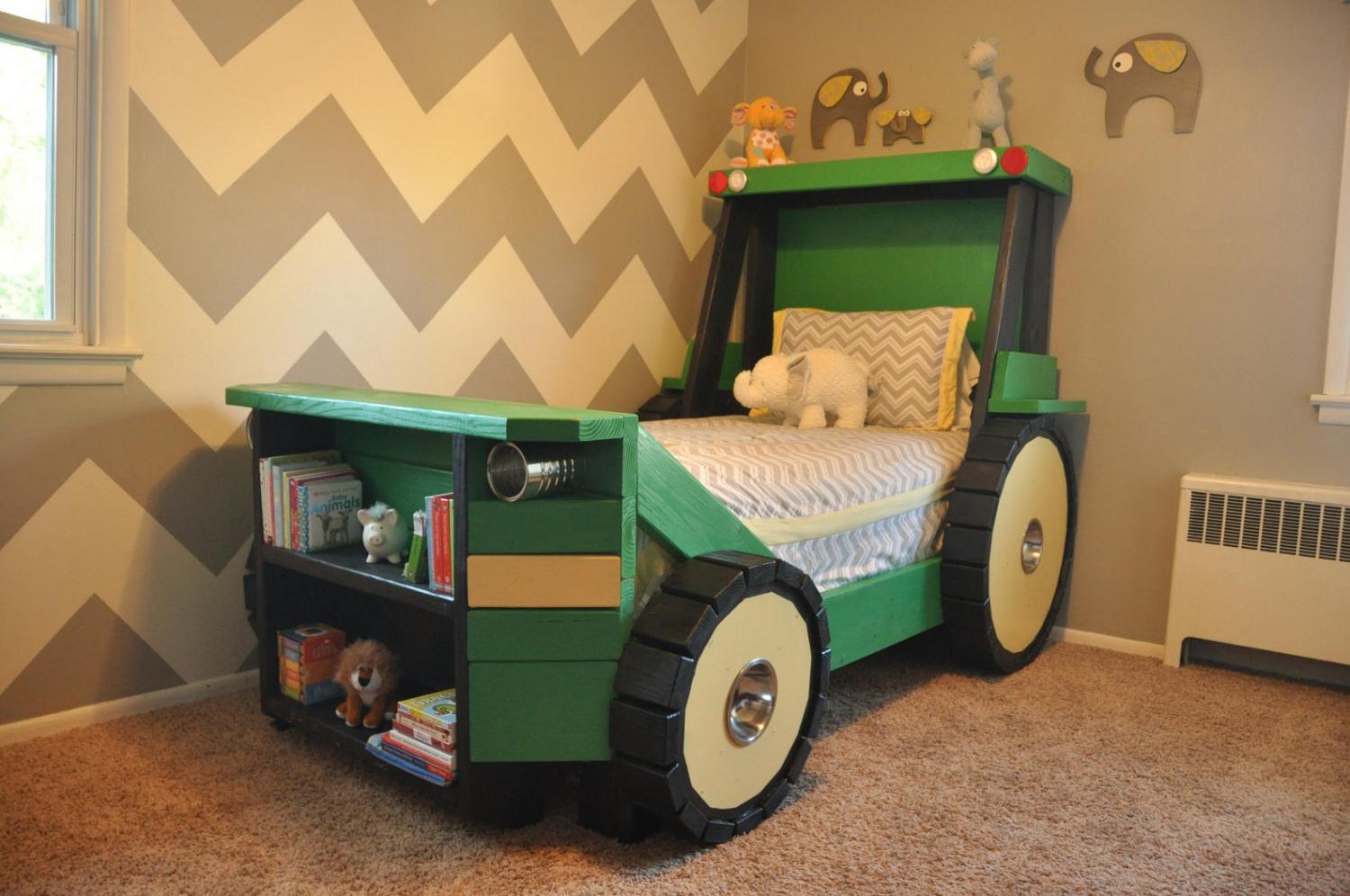 kids construction bed