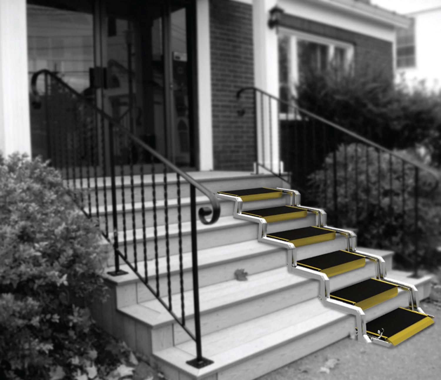 Convertible Stairs Convert Into a Wheelchair Ramp When Needed
