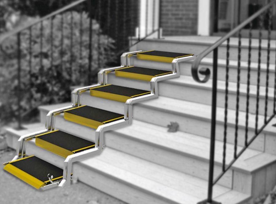 Convertible Stairs Convert Into a Wheelchair Ramp When Needed